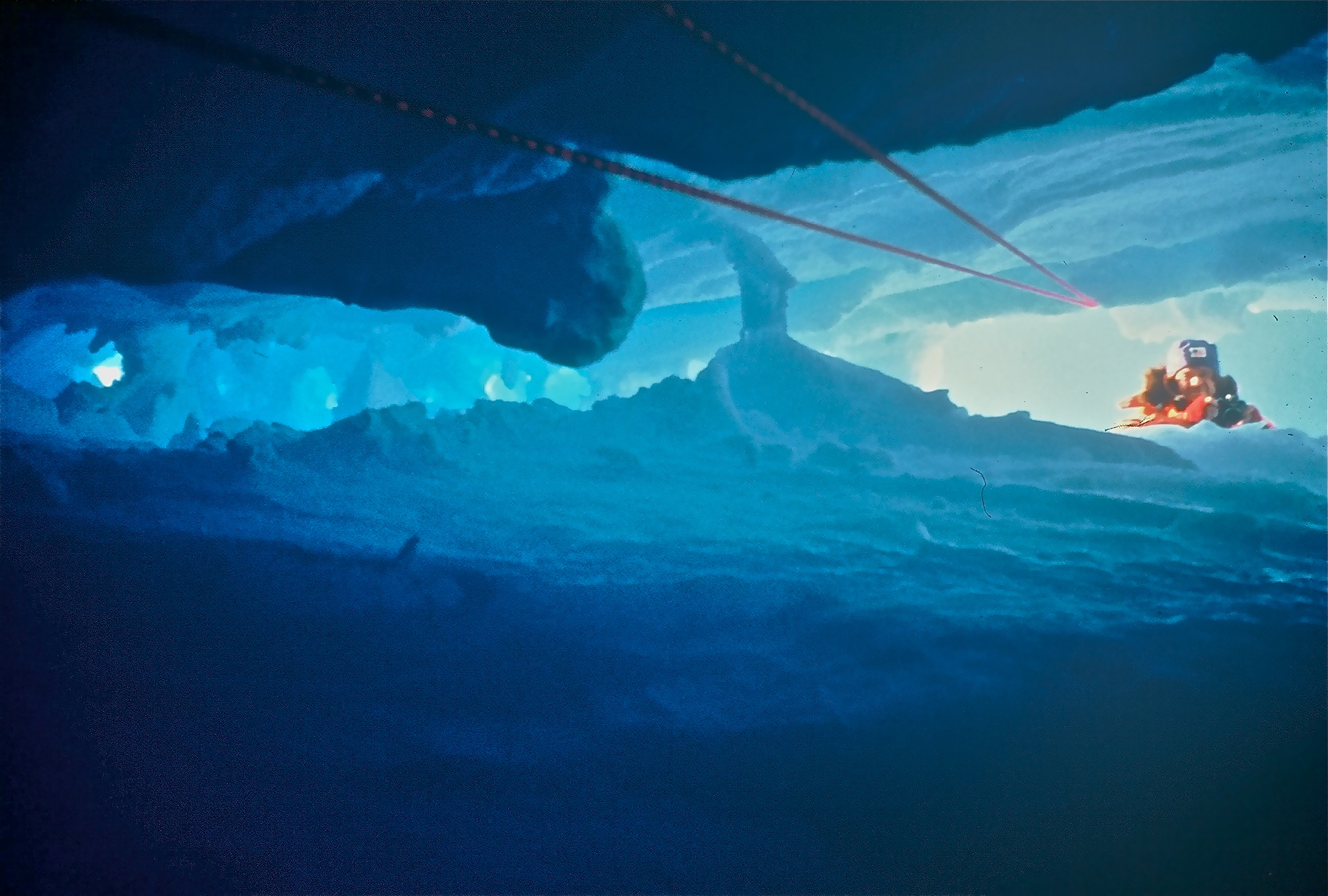 Looking up from the inside of crevasse.